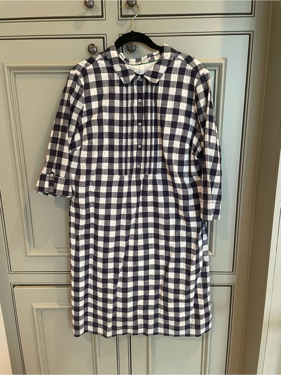 Boden Dresses & Skirts - Boden Blue & White Gingham Midi Oversized Shirt Dress Cottage Coastal Chic-12
